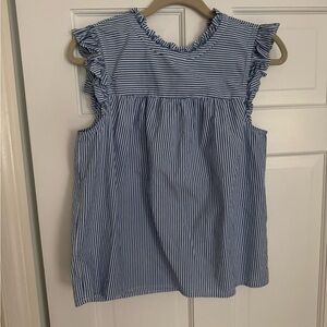J. Crew Blue Blouses with Ruffled Sleeves